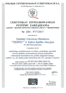 zębiec certyfikat